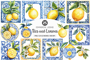 Watercolor Lemons Clipart, an Illustration by SinaCreation