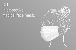 Girl in medical mask