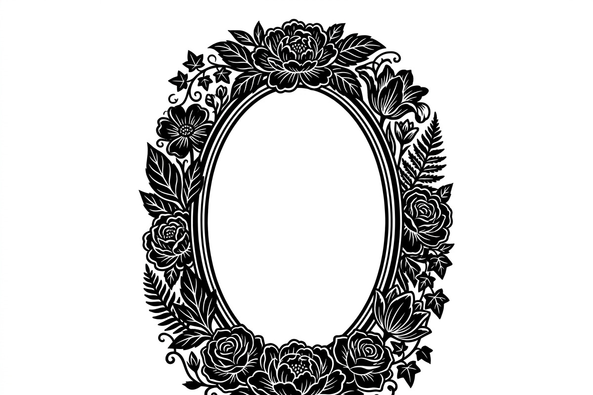 50 Elegant Floral Oval Mirror Frame, a Decorative Illustration by Amazin_art (Photo 28 of 34)