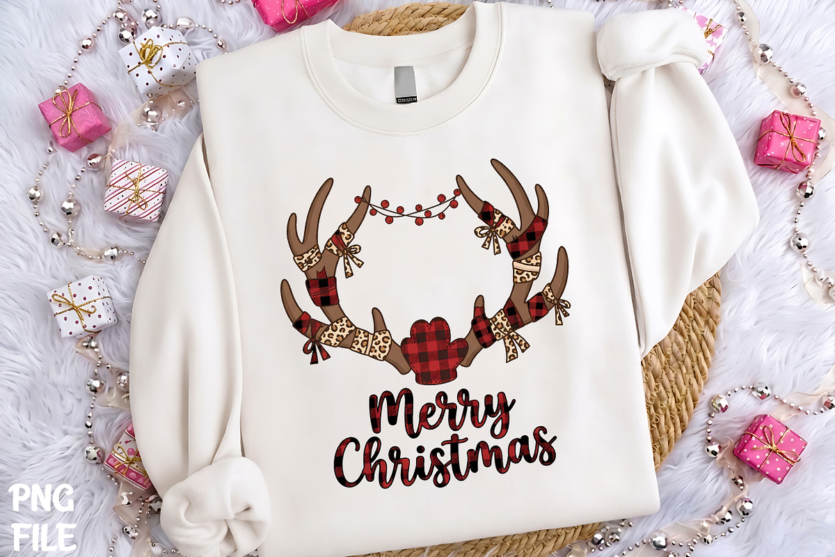 Plaid Leopard Antler Christmas PNG, a Seasonal Illustration by CrexoraLab (Photo 1 of 4)