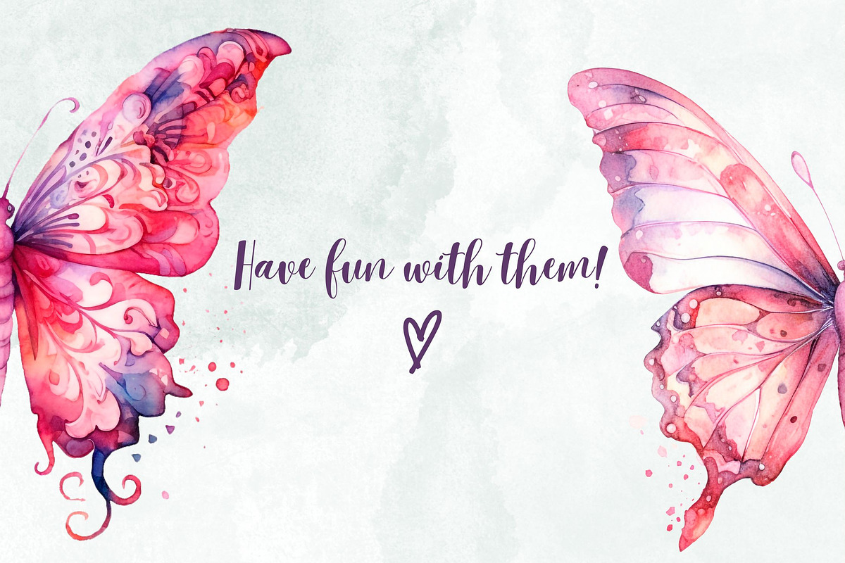 Pink Fantasy Butterflies Watercolor, an Animal Illustration by Loony Dream Designs (Photo 4 of 4)