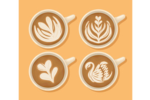 Four Latte Cups