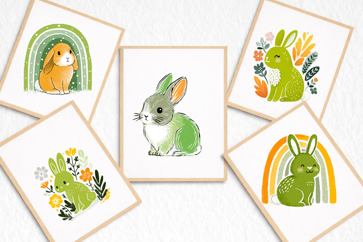 Spring Baby Bunny Clipart, an Illustration by DreamArtGraphic (Photo 3 of 8)