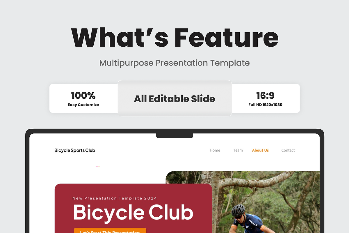 Bicycle Sports Club Powerpoint, a Presentation Template by SquidPixey (Photo 2 of 6)