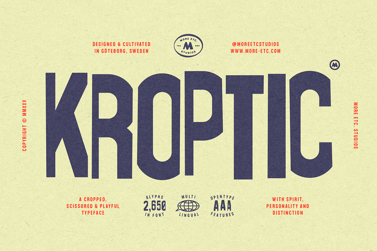 Kroptic – Playful Display Font, a Font by More Etc. Studios (Photo 1 of 16)