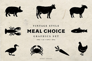 Meal Choice Icons - Vintage Texture, an Icon by BirDIY Design