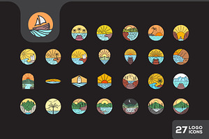 water colorful vintage badge icon, a Duotone Icon by devastd