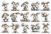Whimsical Easter Bunny Clipart, an Illustration by Craft Nest (Thumbnail 3 of 11)