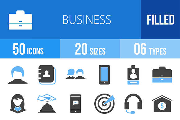 50 Business Blue & Black Icons preview 4