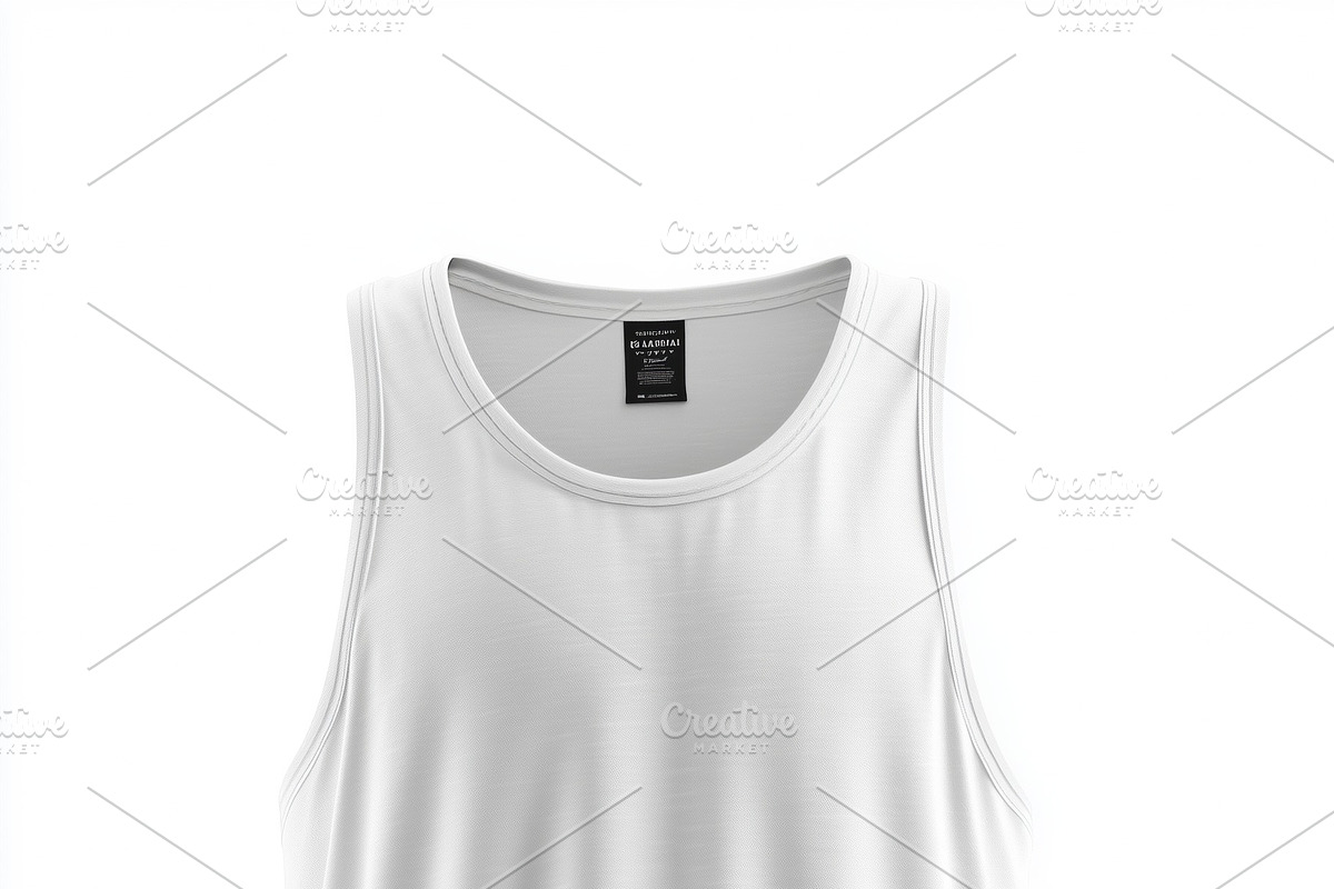 A plain white tank top mockup on a white background, showcasing a simple and mi, a Shirt Mockup by Textures & Backgrounds