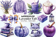 Watercolor Lavender Fall Clipart, an Illustration by CraftArtStudio (Thumbnail 1 of 6)