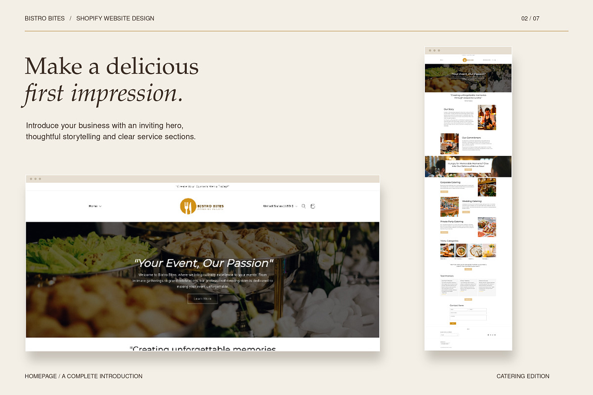 Shopify Theme for Caterings, a Shopify Template by Layl Atelier (Photo 2 of 8)