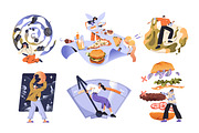 Eating disorders concept set, poster, a Food Illustration by PaperTrident (Thumbnail 1 of 9)