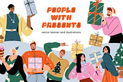 Christmas people set + banner, a Person Illustration by Good Studio (Thumbnail 1 of 6)