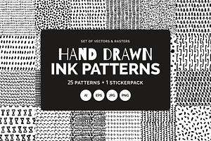 Hand Drawn Ink Patterns, a Pattern Graphic by 35lab