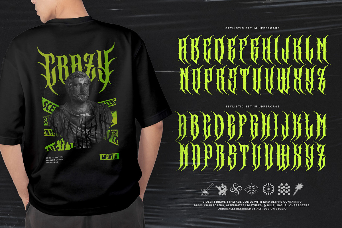 Violent Brave Brutalism Typeface, a Blackletter Font by alit design (Photo 20 of 22)