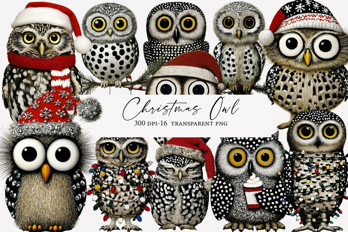 Christmas Owl Clipart, an Illustration by Designworld (Photo 1 of 4)