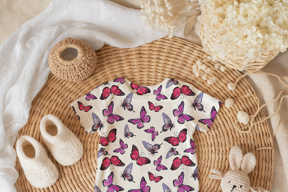 Watercolor Butterfly Seamless Paper, a Pattern Graphic by PatternPalette (Photo 3 of 11)