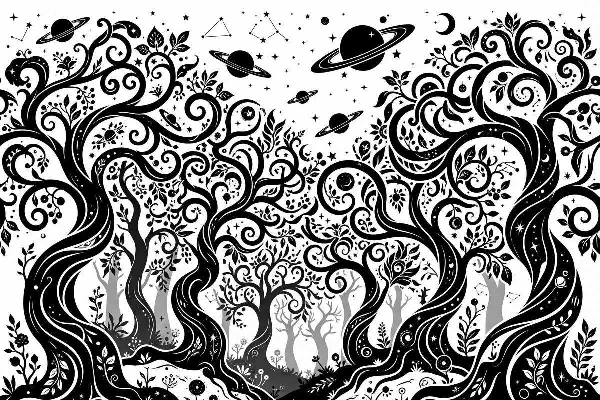 50 Mystical Galaxy Forest Silhouette, a Technology Illustration by Amazin_art (Photo 37 of 41)
