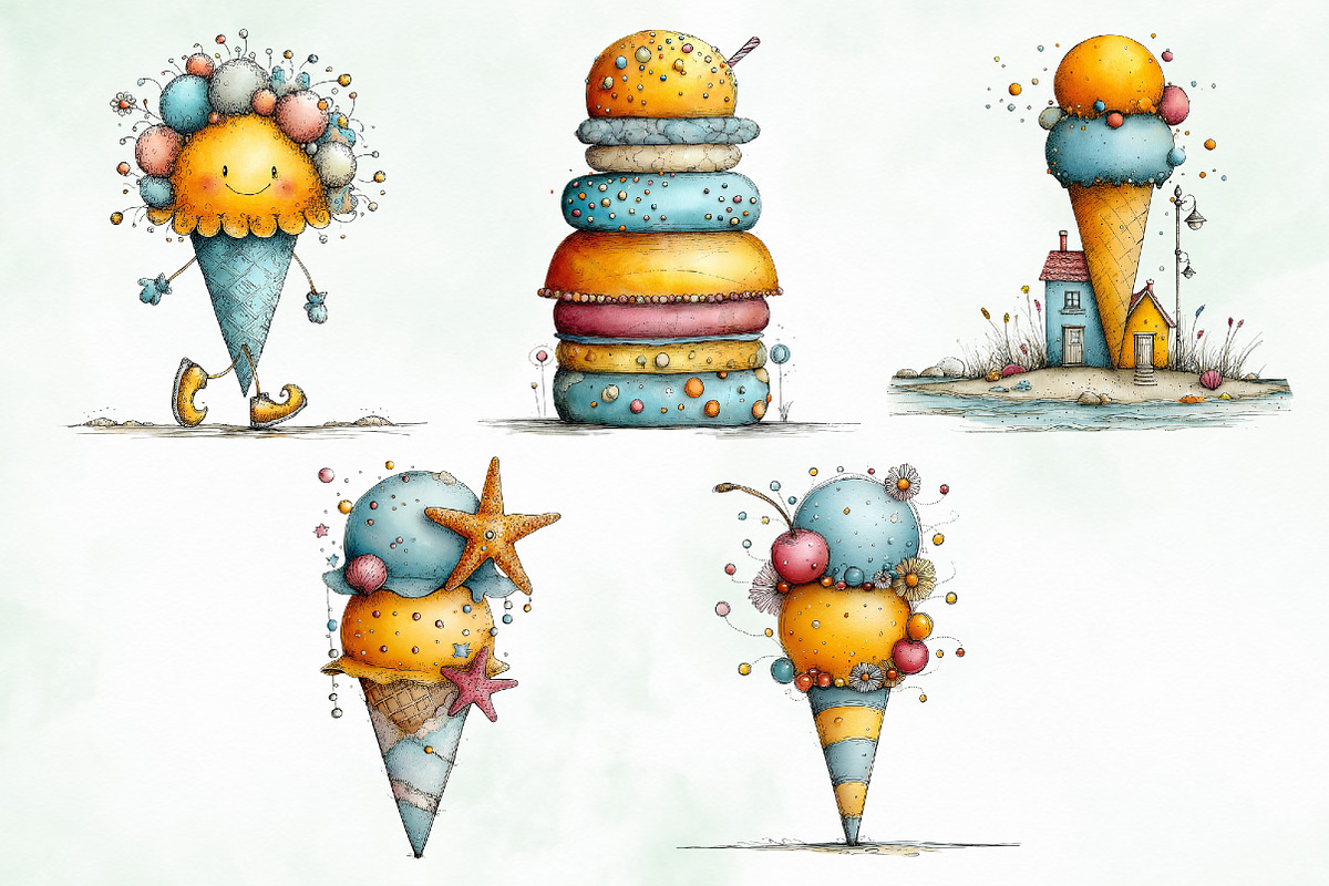 Whimsical Summer Beach Ice Cream, an Object Illustration by Creative Art (Photo 6 of 8)