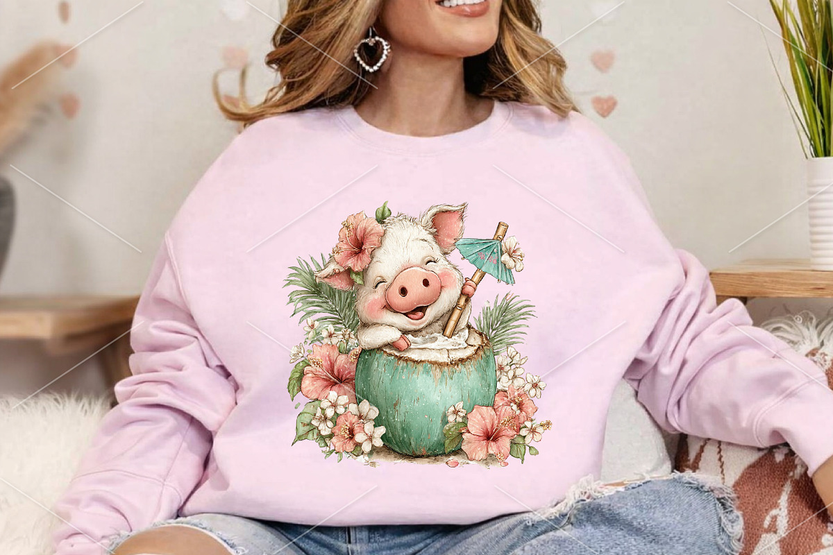 Whimsical Summer Pig Clipart Bundle, a Seasonal Illustration by Canvas Craft (Photo 5 of 7)