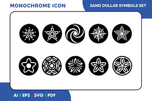 Sand Dollar Icon Set Black and White, a Solid Icon by Fontmine Studio