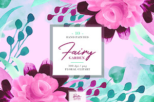 Pink Floral Watercolor Clipart