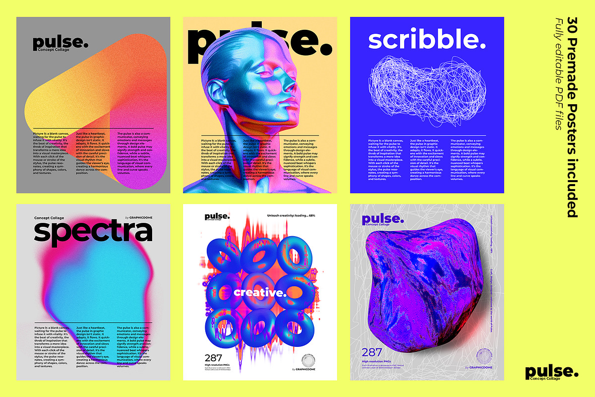 Pulse 287 PNG Elements + 30 Posters, an Object Graphic by Graphicdome (Photo 3 of 27)