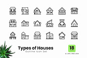 Types of Houses Outline Icons, an Outline Icon by Zeer Graphic (Thumbnail 1 of 2)