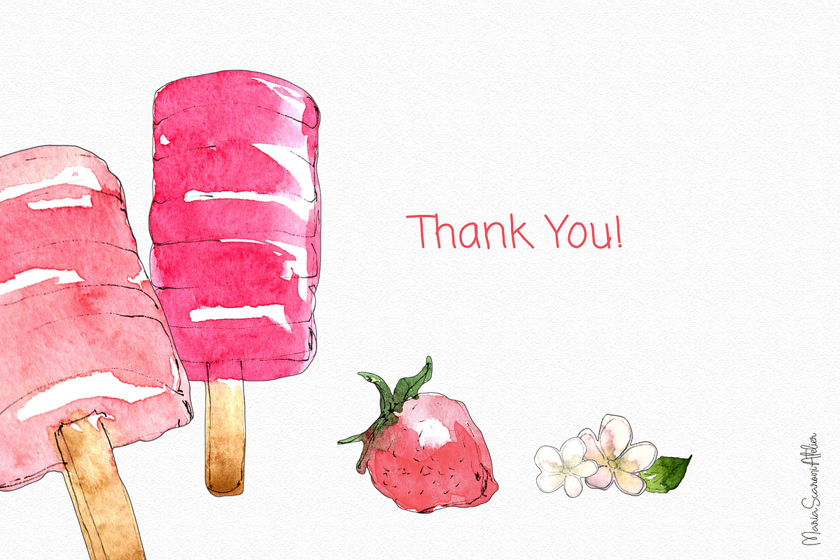 Ice Cream Watercolor Clipart, a Food Illustration by MariaScaroniAtelier (Photo 5 of 6)