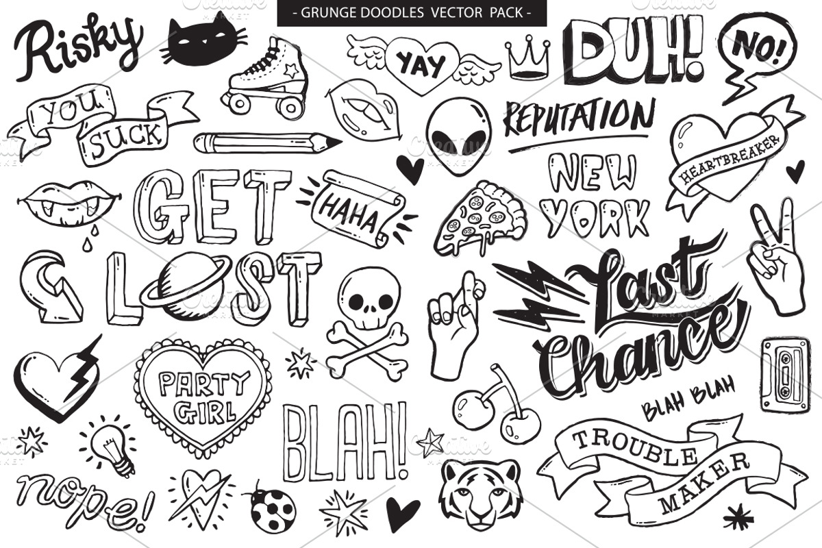 Grunge Graffiti Doodles Vector Pack, a Decorative Illustration by Lindy_doodle (Photo 9 of 13)