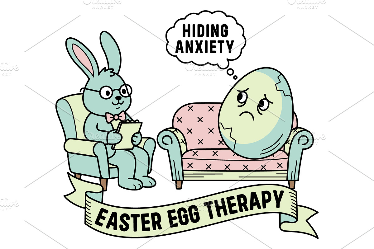 Funny Easter Bunny Egg Therapy SVG, a Seasonal Illustration by Ghagra (Photo 2 of 7)