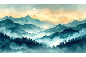 Serene watercolor landscape of misty, a Nature Photo by Igor Tichonow