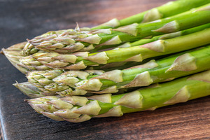 Fresh Green Asparagus Buds Macro Close Up On Dark Rustic Wooden, a Food & Drink Photo by Alexander Prokopenko