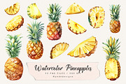 Watercolor Pineapples, a Food Illustration by PeDe Designs (Thumbnail 3 of 5)