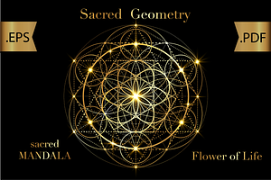 Sacred Geometry gold Flower of life