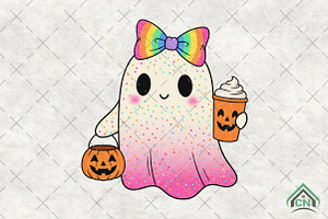 Rainbow Bow Ghost PNG, an Illustration by Craft Nest