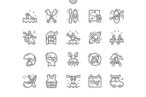 Canoeing Line Icons