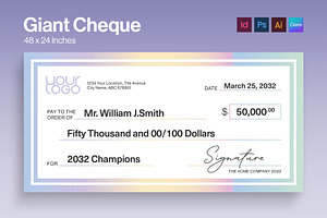 Giant Cheque Template, a Stationery Template by BrandPacks