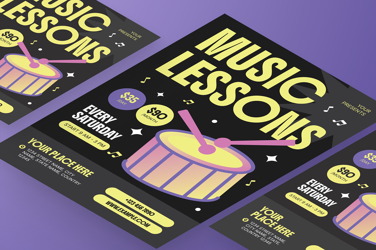 Music Lesson Flyer Set, a Flyer Template by Annora Studio (Photo 2 of 6)