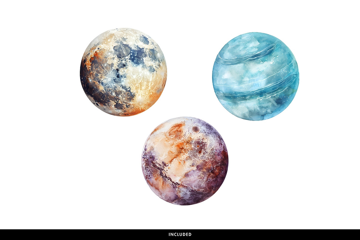 Watercolor Planet Solar System PNG, a Decorative Illustration by illuztrate (Photo 3 of 7)