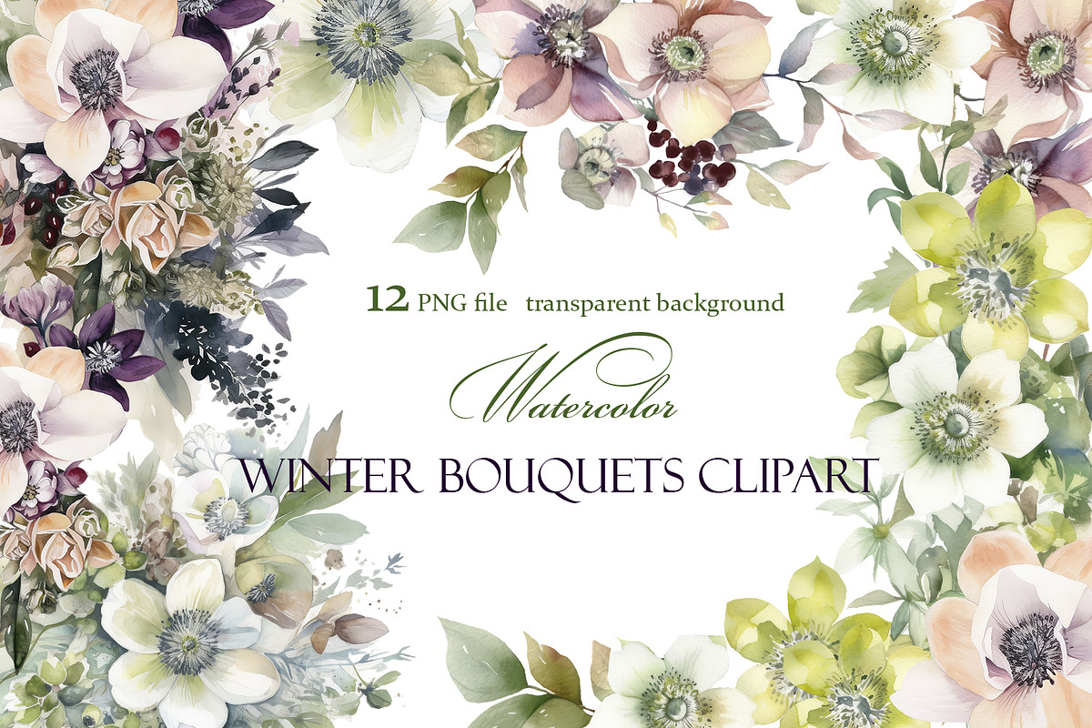 Christmas & Winter Floral collection, a Decorative Illustration by ElenazlataArt (Photo 1 of 4)