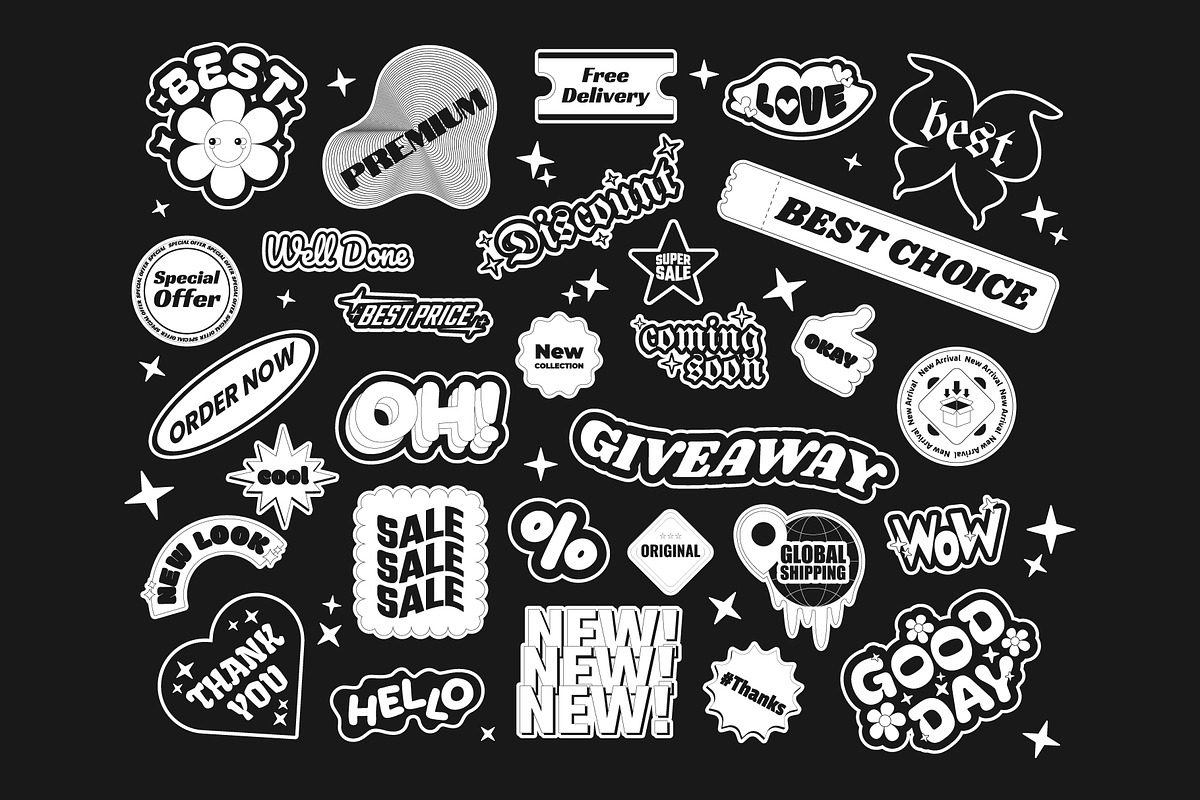 Retro Promotional Round Sticker Pack, a Decorative Illustration by IMG Visuals (Photo 3 of 8)