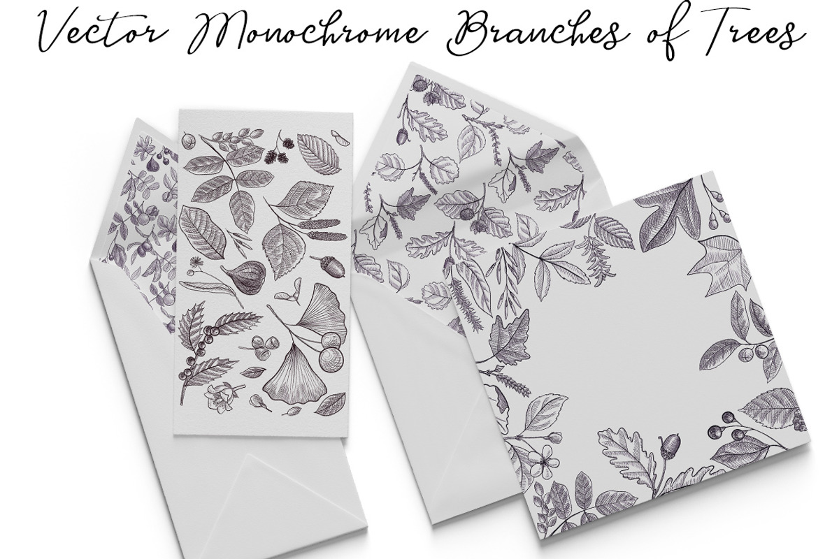 Vector Monochrome Branches of Trees, an Illustration by cat_arch_angel (Photo 2 of 12)