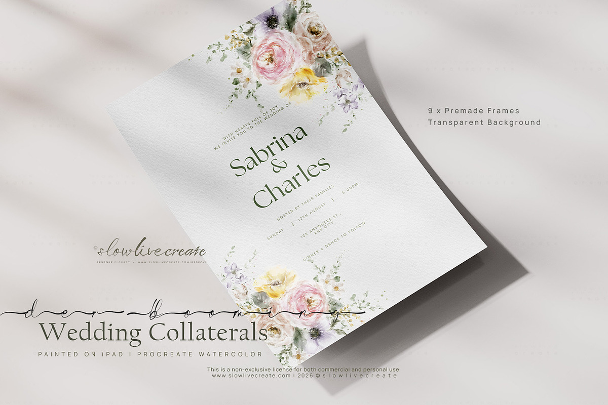 Bloom | Wedding Watercolor Florals, a Stationery Template by slowlivecreate (Photo 4 of 7)