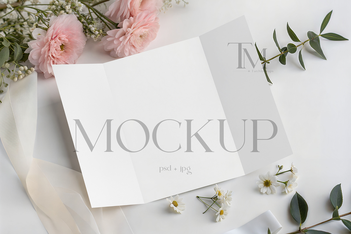 Gatefold Invitation Mockup, Folded, a Mockup by TatiMockup (Photo 1 of 4)