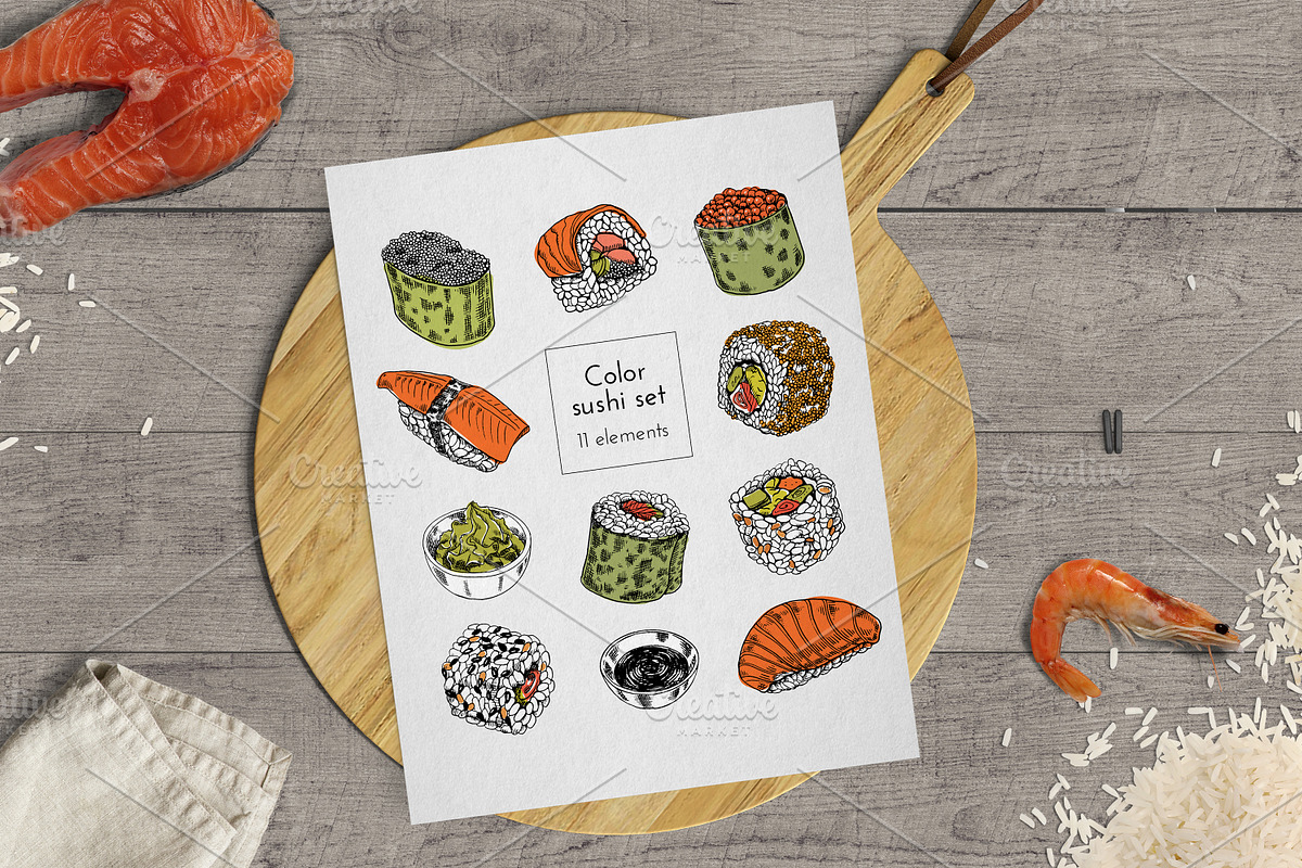 Traditional Asian cuisine sketch, a Food Illustration by Evgeniia Lanskikh (Photo 3 of 5)