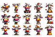 Christmas Funny Cows Clipart, an Illustration by Libby Wishes (Thumbnail 2 of 7)