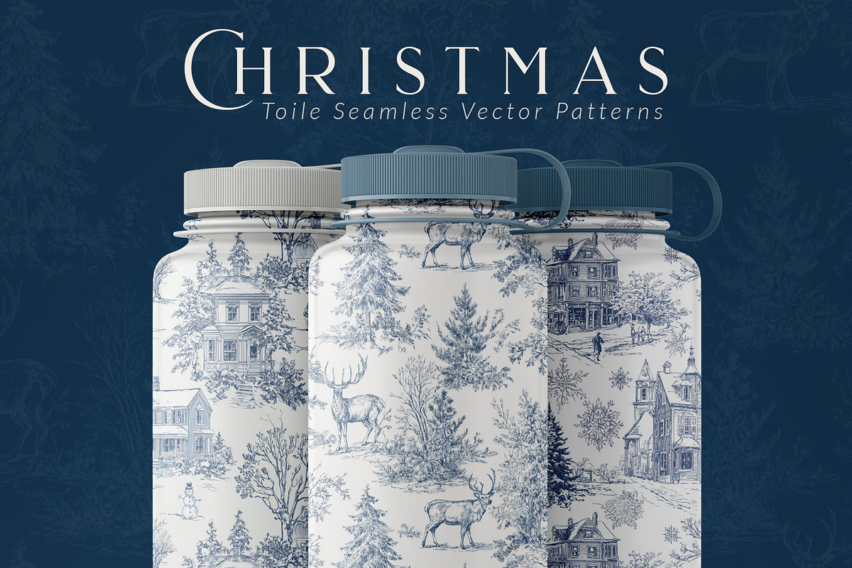 Christmas Toile Seamless Patterns, a Pattern Graphic by Olya Creative (Photo 6 of 21)