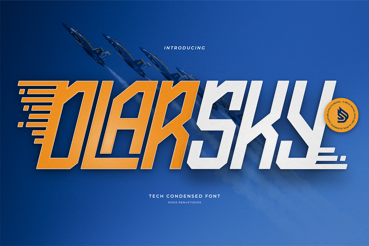 Dlar Sky | Tech Condensed Font, a Sans Serif Font by Denustudios (Photo 1 of 12)
